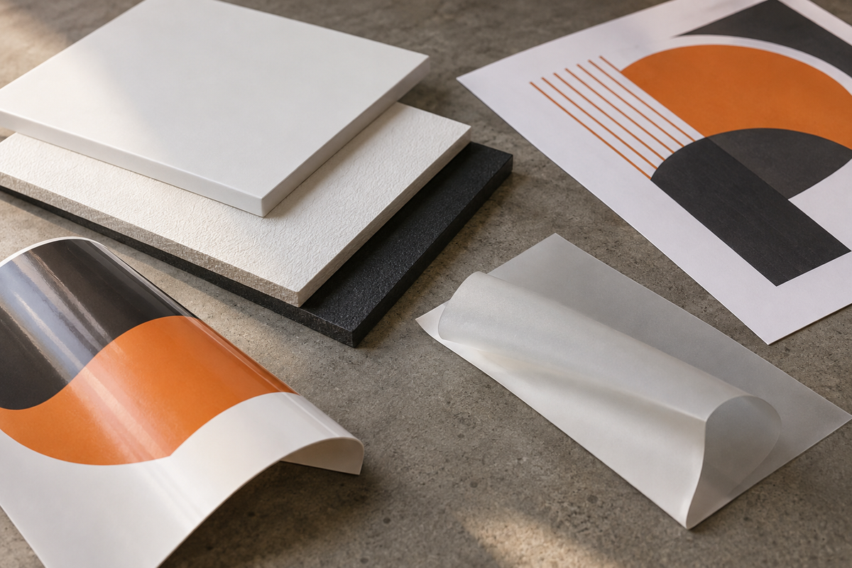 AI-generated concept: an arrangement of sign and graphic material samples.
