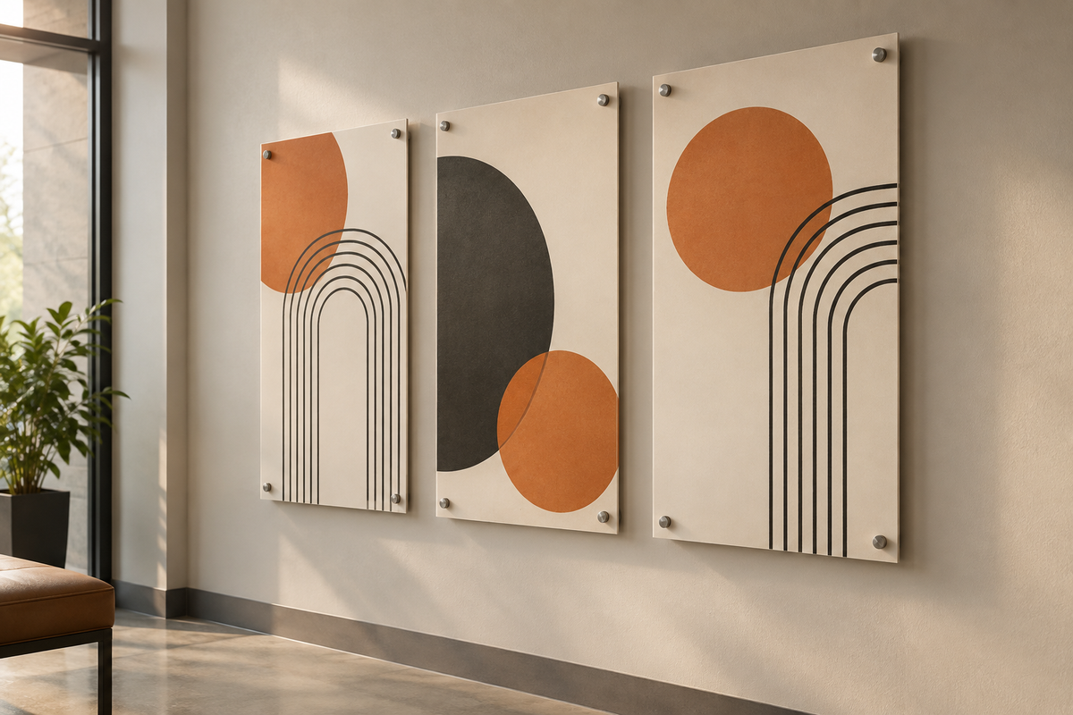 AI-generated concept: mounted graphics illustrating a display presentation.